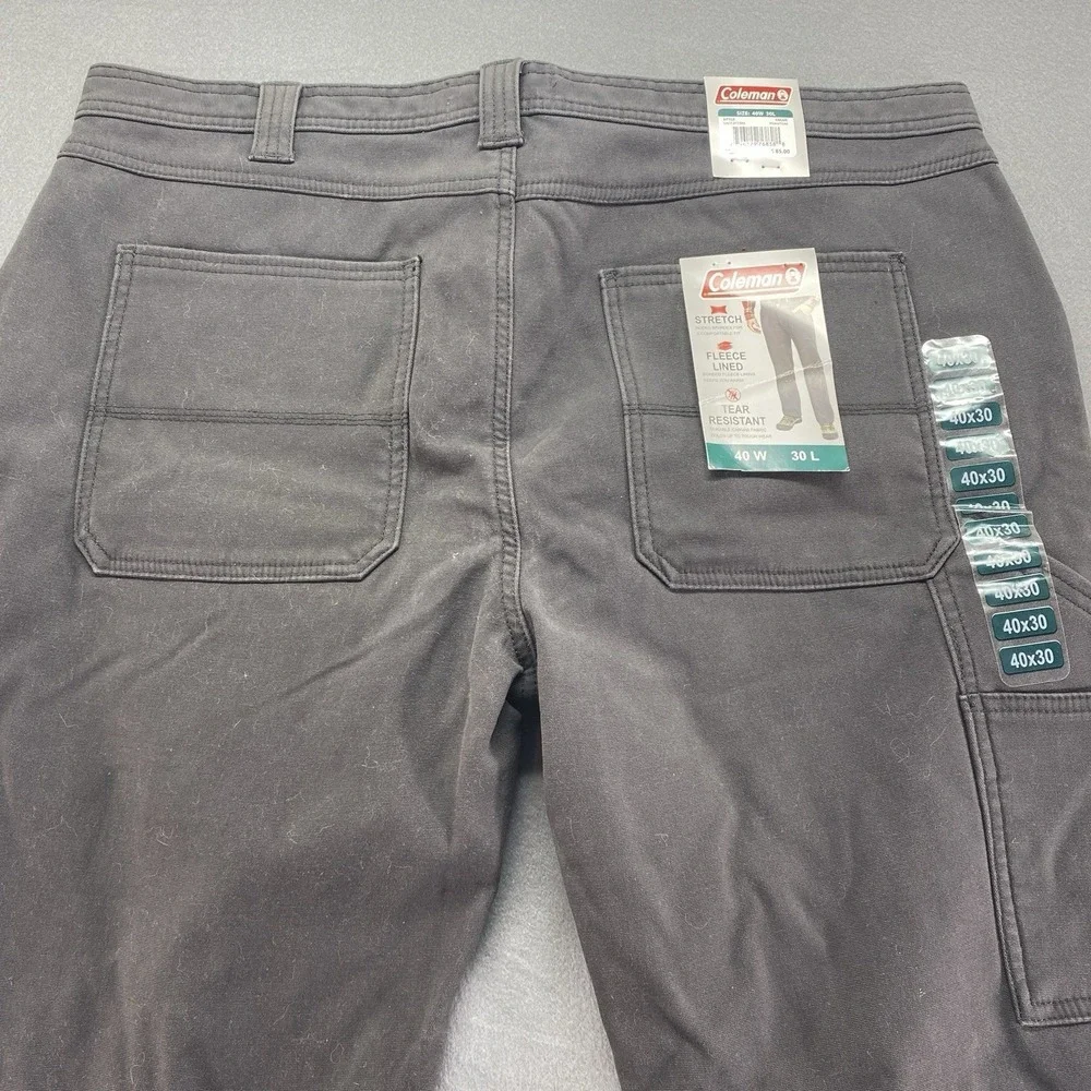 Coleman Jeans Mens 40x30 Black Mid Rise Fleece‎ Lined Carpenter Workwear NEW